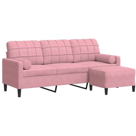 Canapé à 3 places,Sofa pour Salon,Banquette avec repose-pieds Rose 180 cm Velours CFW307939