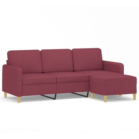 Canapé à 3 places,Sofa pour Salon,Banquette avec repose-pieds Rouge bordeaux 180 cm Tissu CFW986639
