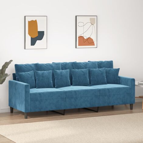 Canapé à 3 places,Sofa pour Salon,Banquette Bleu 180 cm Velours CFW86970