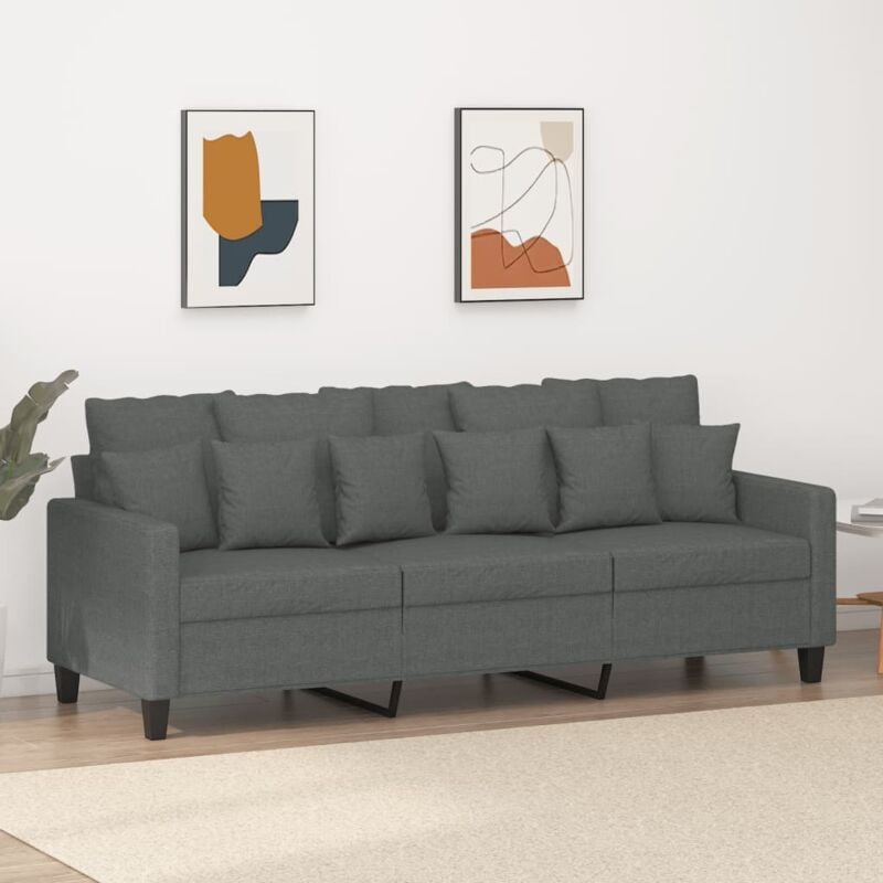 Design In - Canapé à 3 places,Sofa pour Salon,Banquette Gris foncé 180 cm Tissu CFW84294