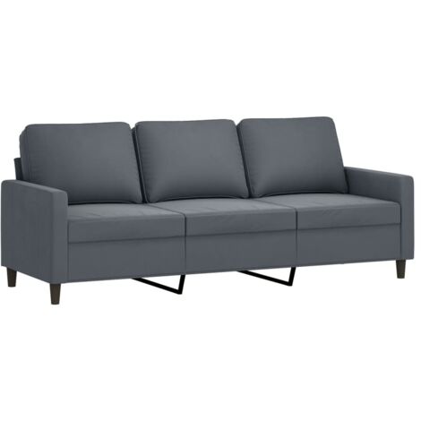 Canapé à 3 places,Sofa pour Salon,Banquette Gris foncé 180 cm Velours CFW337083