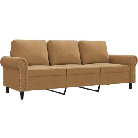 Canapé à 3 places，Sofa pour Salon，Banquette Marron 180 cm Velours CFW400870