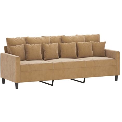 Canapé à 3 places，Sofa pour Salon，Banquette Marron 180 cm Velours CFW531890