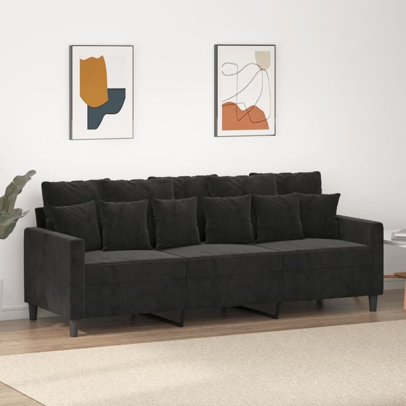 Design In - Canapé à 3 places,Sofa pour Salon,Banquette Noir 180 cm Velours CFW71312