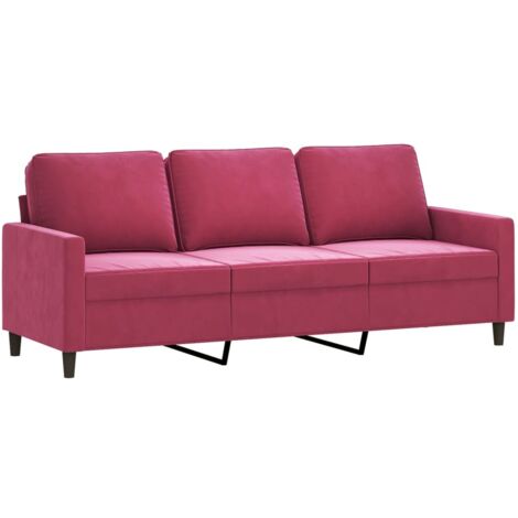 Canapé à 3 places，Sofa pour Salon，Banquette Rouge bordeaux 180 cm Velours CFW231973