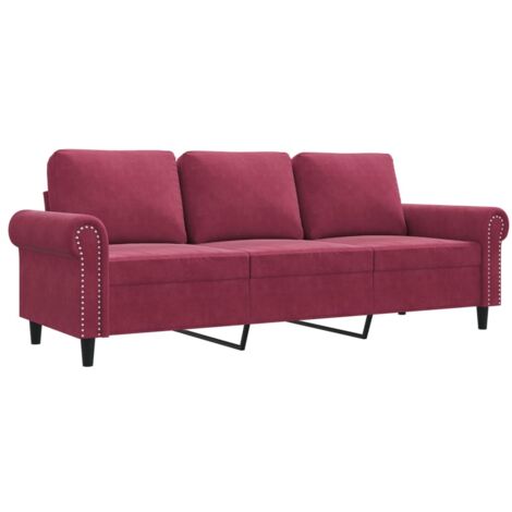 Canapé à 3 places，Sofa pour Salon，Banquette Rouge bordeaux 180 cm Velours CFW246743