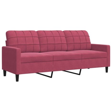 Canapé à 3 places，Sofa pour Salon，Banquette Rouge bordeaux 180 cm Velours CFW265125