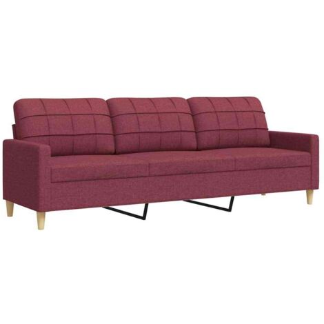 Canapé à 3 places，Sofa pour Salon，Banquette Rouge bordeaux 210 cm Tissu CFW462030