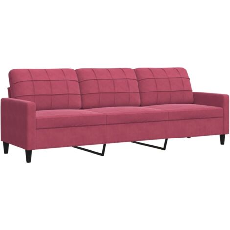 Canapé à 3 places，Sofa pour Salon，Banquette Rouge bordeaux 210 cm Velours CFW108073