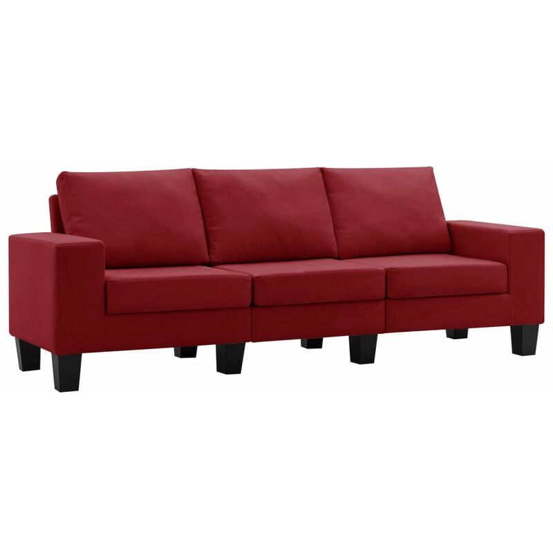 Canapé Tissu 3 Places Rouge Bordeaux