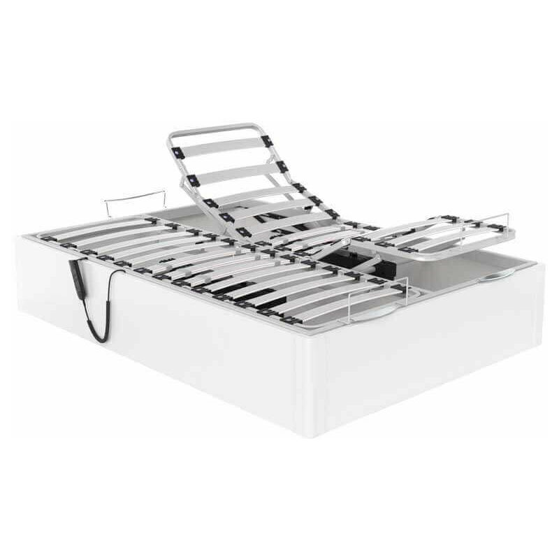 

Canapé Abatible articulado con motor Ankara altura 34 cm | Blanco - 160x190cm (2 de 80x190)