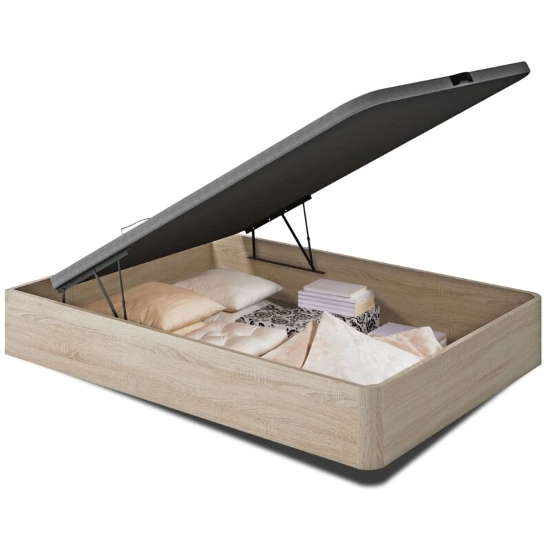

Canape abatible de madera acabado sonoma tapa tapizada Medidas 135X190 - Hm-actually