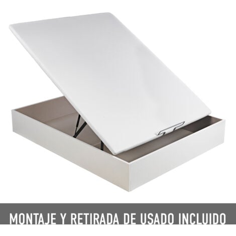 DESCANSIN Pack Colchón + Canapé abatible de Madera 160x200 Blanco – Cama  matrimonial con canapé de 28cm de Alto : : Hogar y cocina