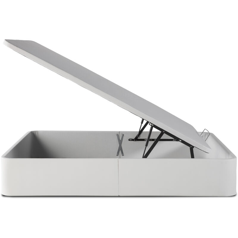 

Marckonfort - Canapé abatible Space 135X190 tapizado con Piel sintética Blanco. Gran Capacidad 36 cm Altura Total y 29 cm Altura Interna