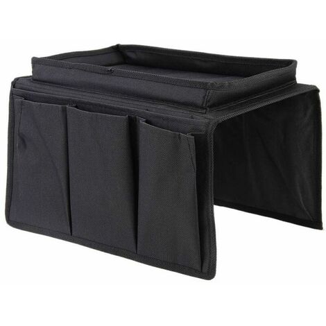 Canapé Accoudoir Organisateur, Canapé Télécommande Support Canapé Tissu Oxford Agenda avec Tasse Support Plateau pour Fauteuil Inclinable Matelas Chaise Accoudoirs - Noir, Free Size