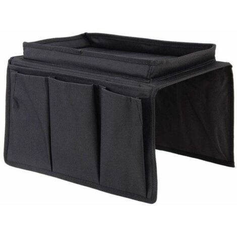 Canapé Accoudoir Organisateur, Canapé Télécommande Support Canapé Tissu Oxford Agenda avec Tasse Support Plateau pour Fauteuil Inclinable Matelas Chaise Accoudoirs - Noir, Free Size