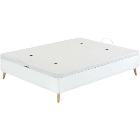 MIROYTENGO Canapé alto 90x190 cm estilo nórdico con patas ligeramente inclinadas color blanco cama dormitorio