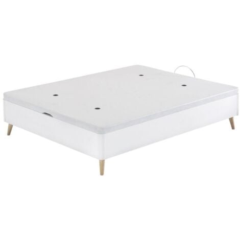 Canapé alto estilo nórdico con patas ligeramente inclinadas color blanco cama dormitorio