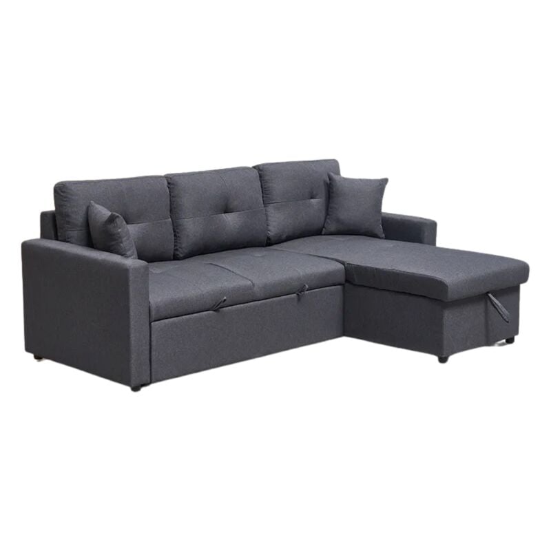 Canapé angle convertible réversible gris Romy