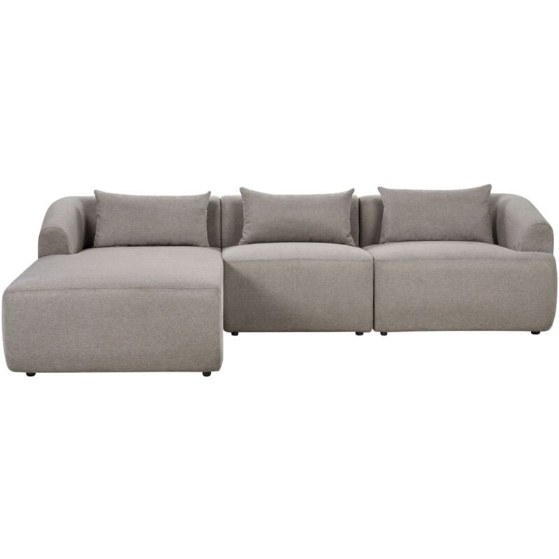 Beliani - Canapé Angle Droit Design Minimaliste Moderne 3 Places avec Coussins 3 places en Tissu Rembourré Taupe Svansele