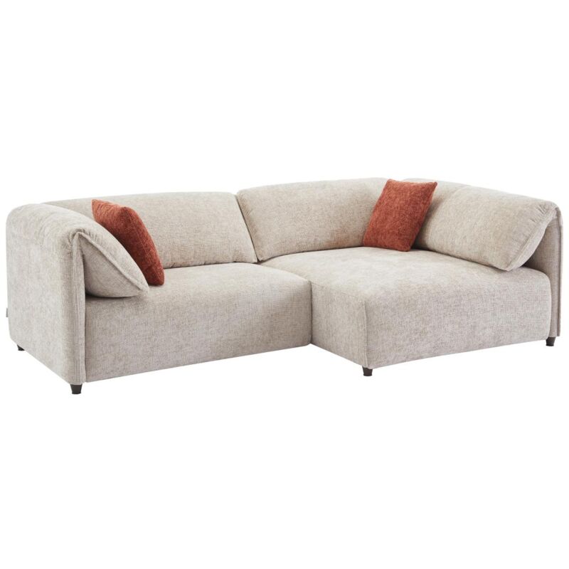 Vente-unique - Canapé angle droit en tissu texturé beige lousopa de Maison Céphy