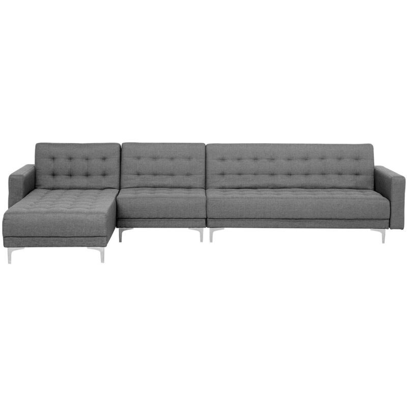 Beliani - Canapé angle droite convertible en tissu gris clair 5 places ABERDEEN
