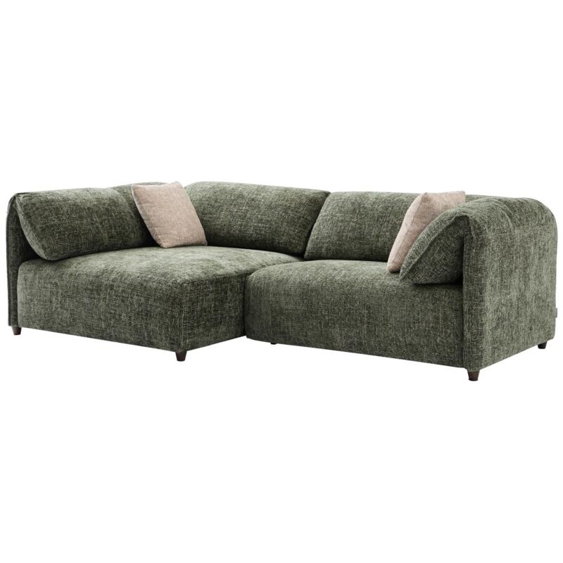 Vente-unique - Canapé angle gauche en tissu texturé vert lousopa de Maison Céphy