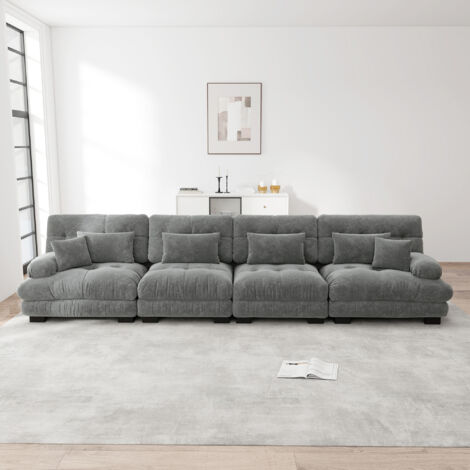Canapé angle modulaire profond gris chenille OKMYHOME