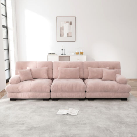 Canapé angle modulaire profond rose chenille OKMYHOME