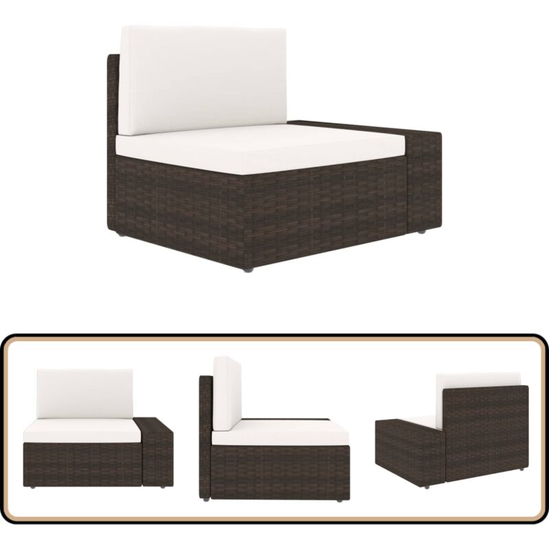 Canapé angle sectionnel accoudoir gauche Résine tressée Marron - Canapé D'angle - Mobilier De Jardin - Chaise Longue - Résine Tressée - Meubles