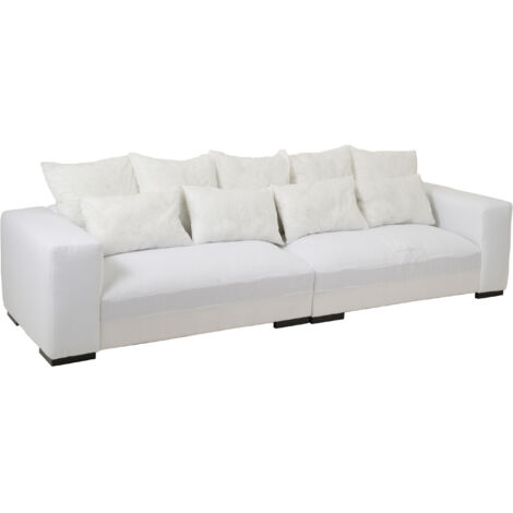 Canapé avec 9 coussins XL tissu blanc Gaspard