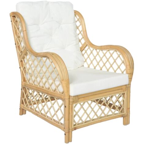 Canapé avec coussin, Canapé droit, Banquette Sofa de Salon Rotin naturel et lin WFE695968 DESIGN IN