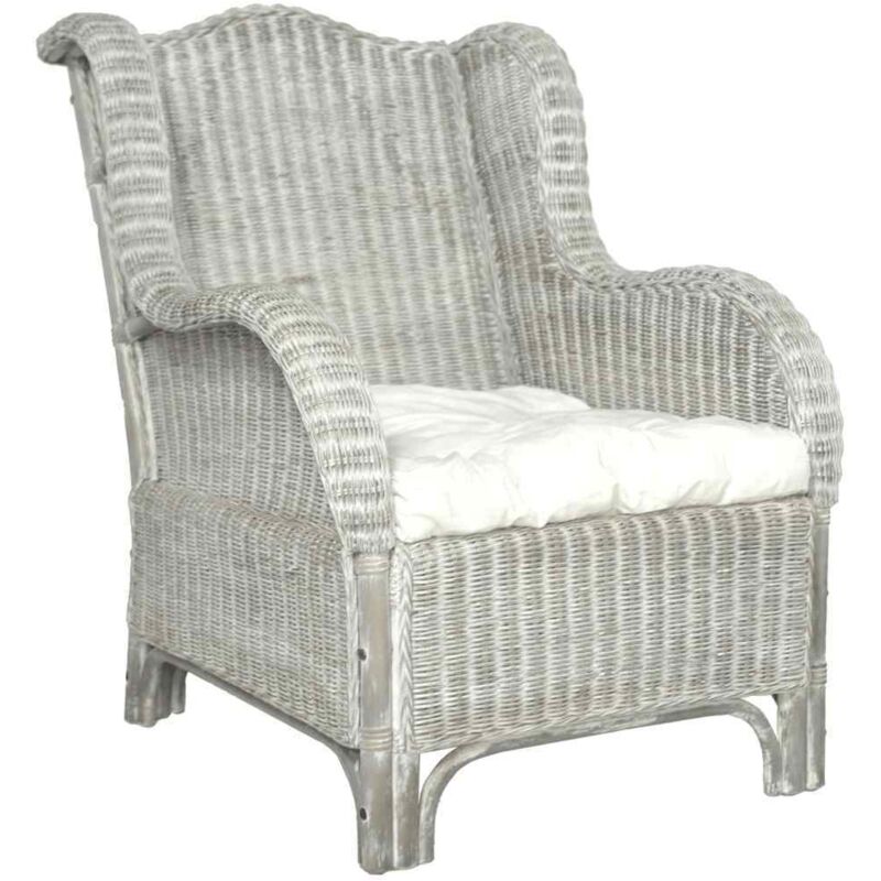 Vidaxl - Canapé avec coussin Gris Rotin naturel et lin