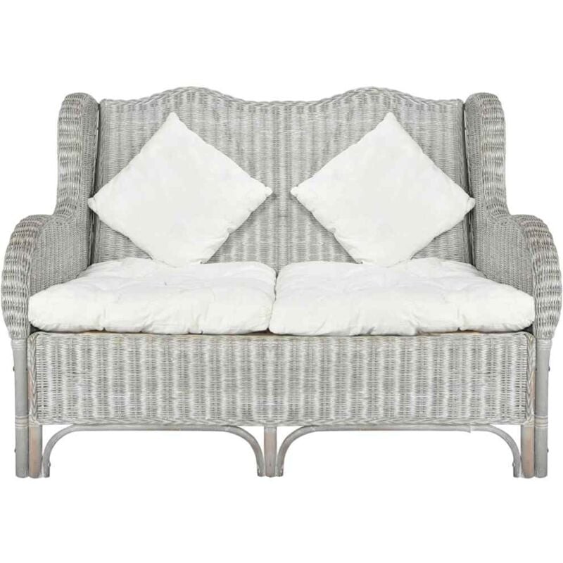 Vidaxl - Canapé 2 places Gris Rotin naturel et lin