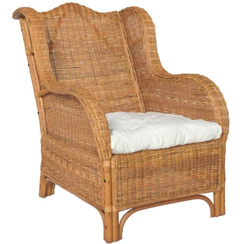 Vidaxl - Canapé avec coussin Marron clair Rotin naturel et lin