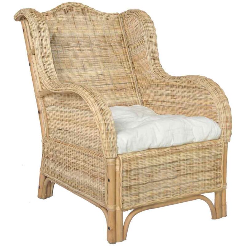 Canapé avec coussin Rotin naturel et lin
