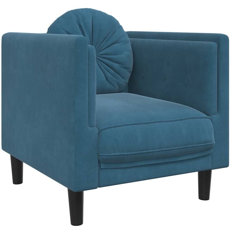 Vidaxl - Fauteuil avec coussin bleu velours