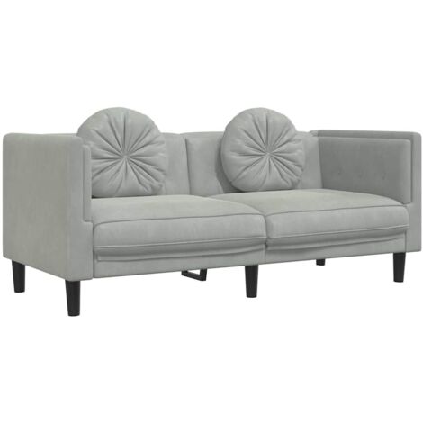 Canapé avec coussins 2 places,Sofa pour Salon,Banquette gris clair velours CFW710534