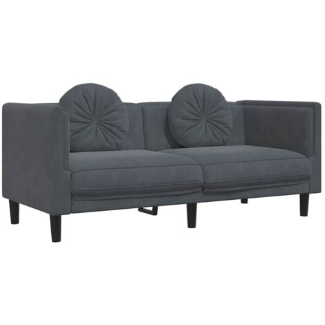 Canapé avec coussins 2 places,Sofa pour Salon,Banquette gris foncé velours CFW928347