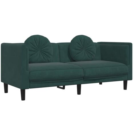 Canapé avec coussins 2 places，Sofa pour Salon，Banquette vert foncé velours CFW815817