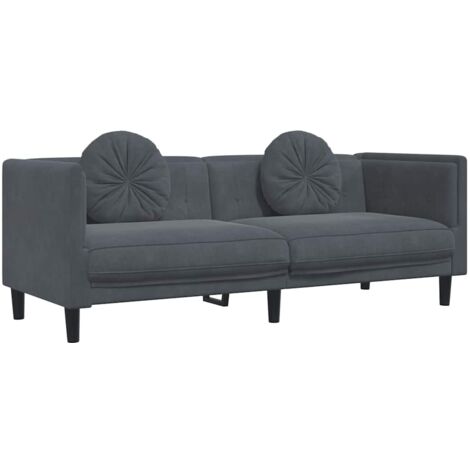 Canapé avec coussins 3 places,Sofa pour Salon,Banquette gris foncé velours CFW614798