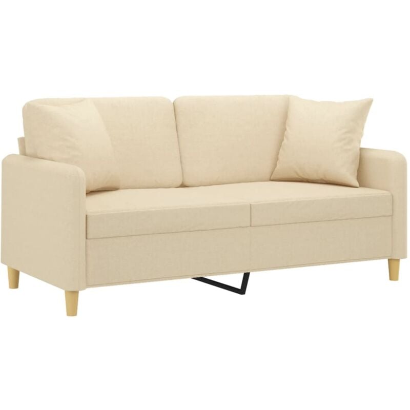 Vidaxl - Canapé 2 places avec oreillers décoratifs crème 140 cm tissu