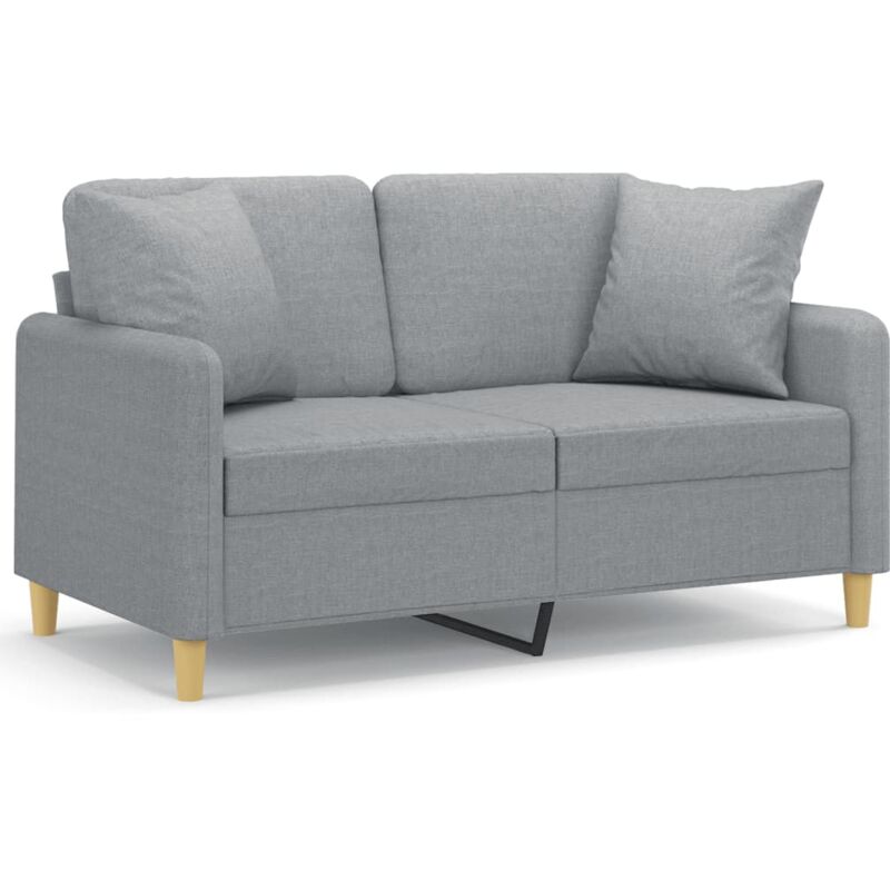 Vidaxl - Canapé 2 places avec oreillers gris clair 120 cm tissu