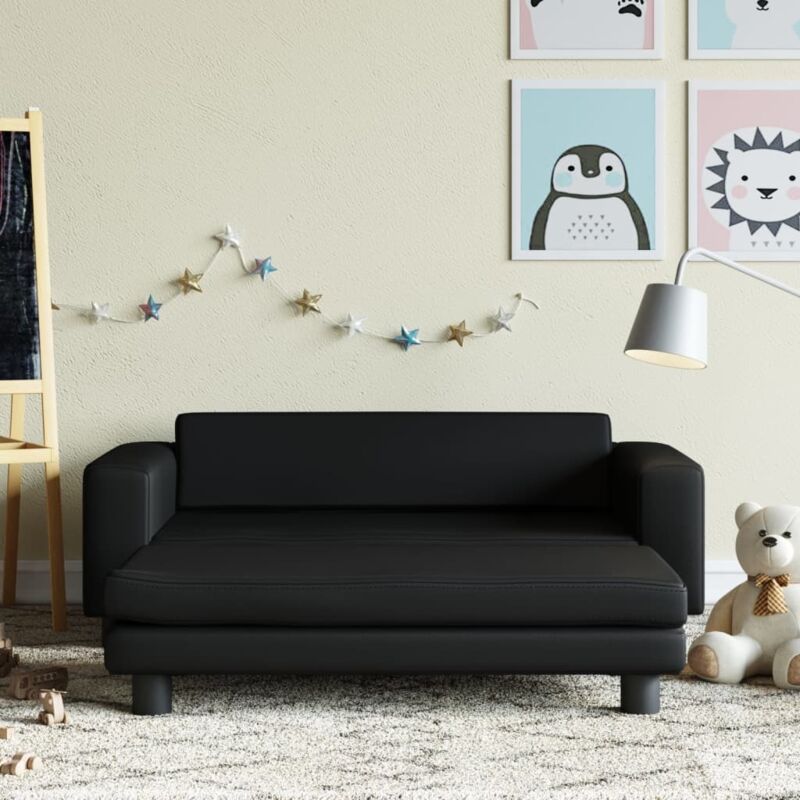 Vidaxl - Canapé avec repose-pied pour enfants noir 100x50x30 cm