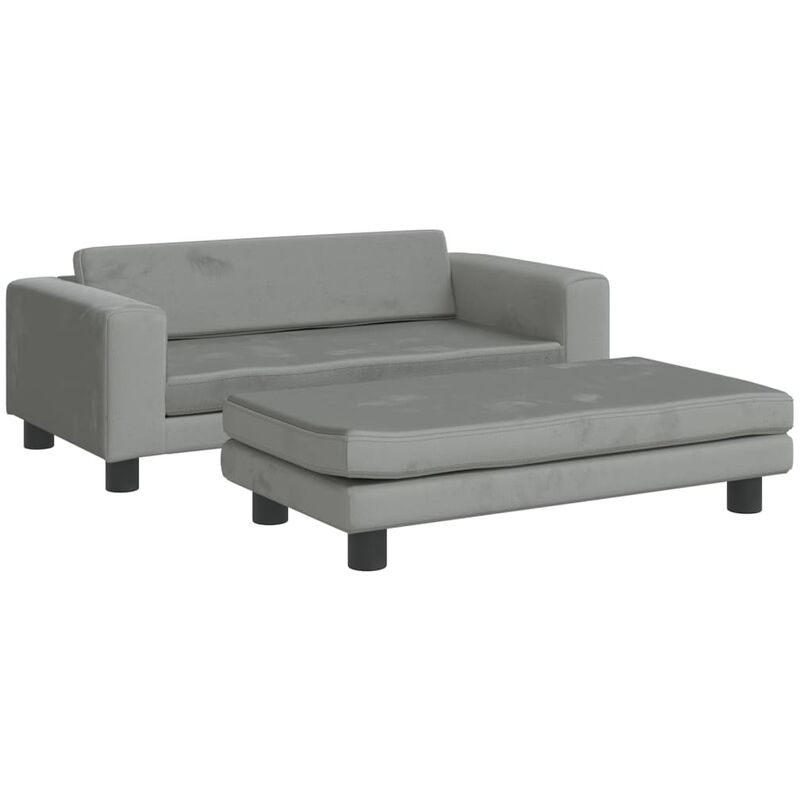 Canapé avec repose-pied pour enfants gris clair 100x50x30 cm Vidaxl Light grey