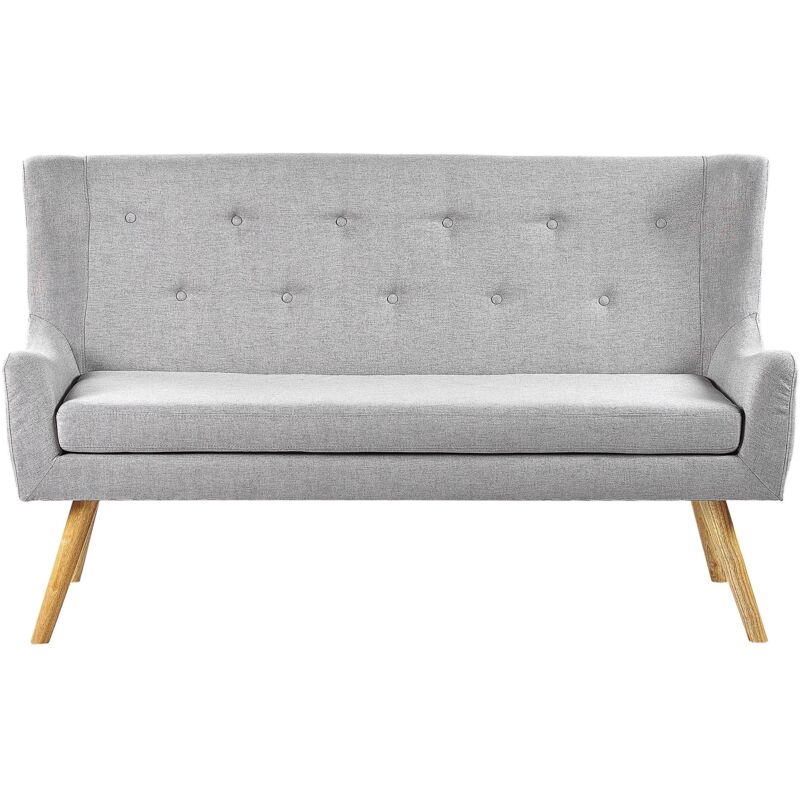 Beliani - Canapé Banquette 2 Places avec Revêtement en Tissu Gris Clair et Piétement en Bois pour Salon Couloir ou Cuisine au Style Rétro et