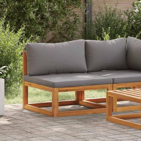Canapé/Banquette central sectionnel avec coussin gris foncé Bois d'acacia MJU8254