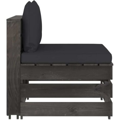 Canapé/Banquette central sectionnel avec coussins Bois imprégné de gris MJU3146