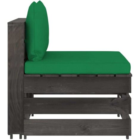 Canapé/Banquette central sectionnel avec coussins Bois imprégné de gris MJU9514