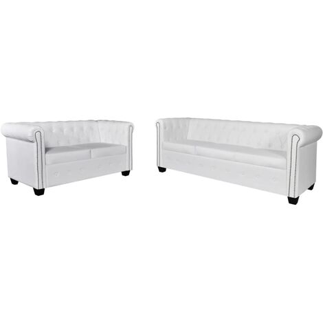 Canapé/Banquette Chesterfield à 2 places et à 3 places blanc MJU4568